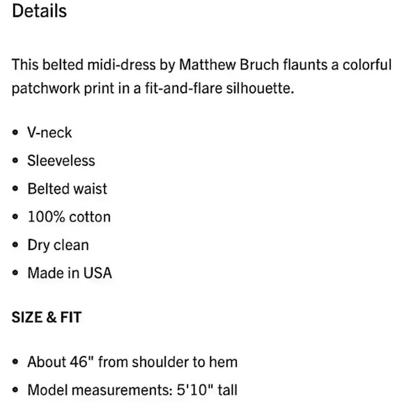 Matthew Bruch NWT Patchwork Midi Dress Belted Fit & Flare - Picture 14 of 14